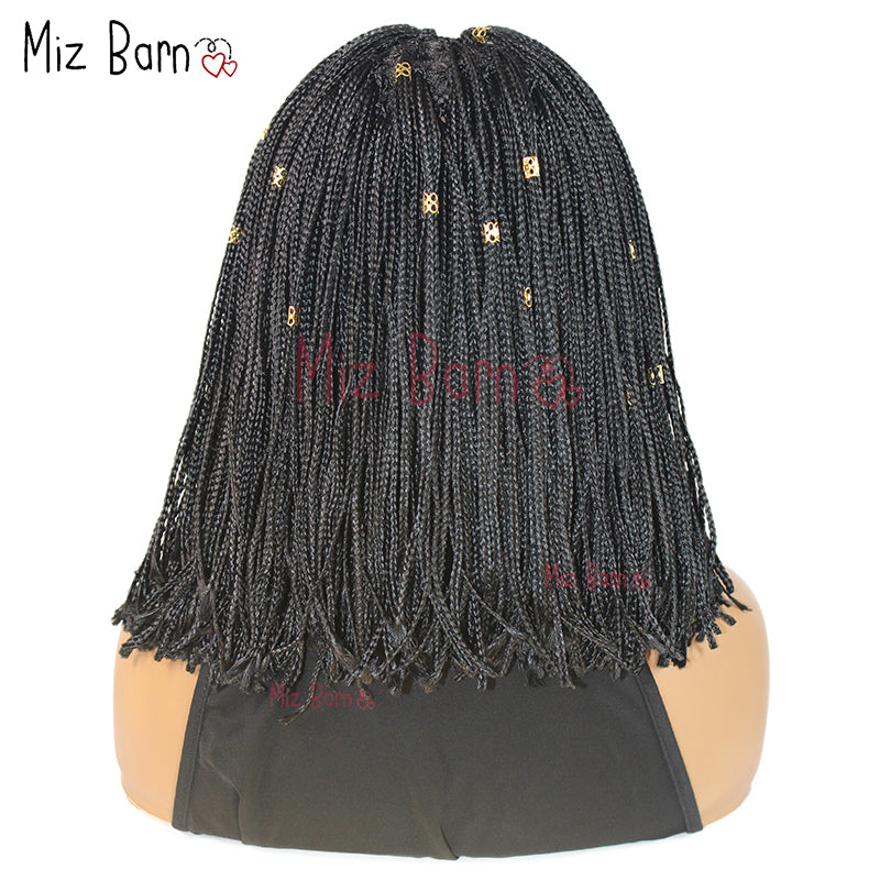 Short Bob Twist Braided Wigs Knotless Box Synthetic Braided Lace Front Wigs 12'' Straight Tiny Thin Cornrow Wig For Black Women