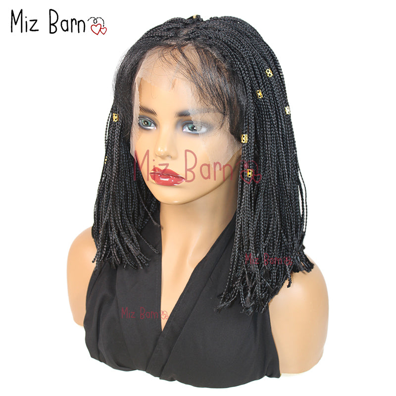 Short Bob Twist Braided Wigs Knotless Box Synthetic Braided Lace Front Wigs 12'' Straight Tiny Thin Cornrow Wig For Black Women