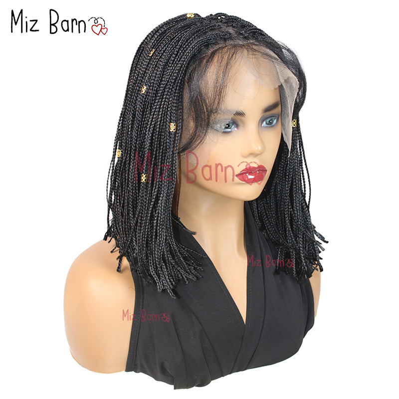 Short Bob Twist Braided Wigs Knotless Box Synthetic Braided Lace Front Wigs 12'' Straight Tiny Thin Cornrow Wig For Black Women