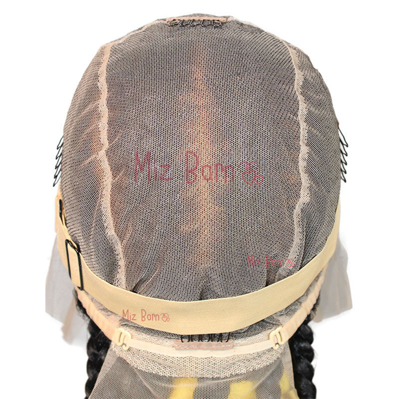 Short Cornrow Braided Wigs Full Lace Synthetic Knotless Box Braids Wig With Baby Hair Jumbo Braiding Hair Wigs For African Women