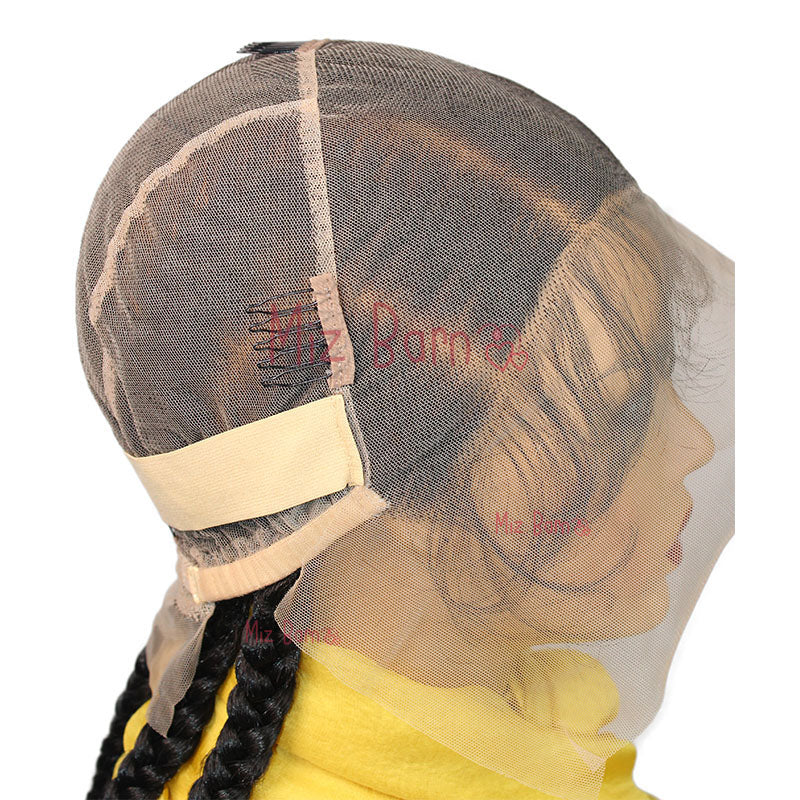 Short Cornrow Braided Wigs Full Lace Synthetic Knotless Box Braids Wig With Baby Hair Jumbo Braiding Hair Wigs For African Women