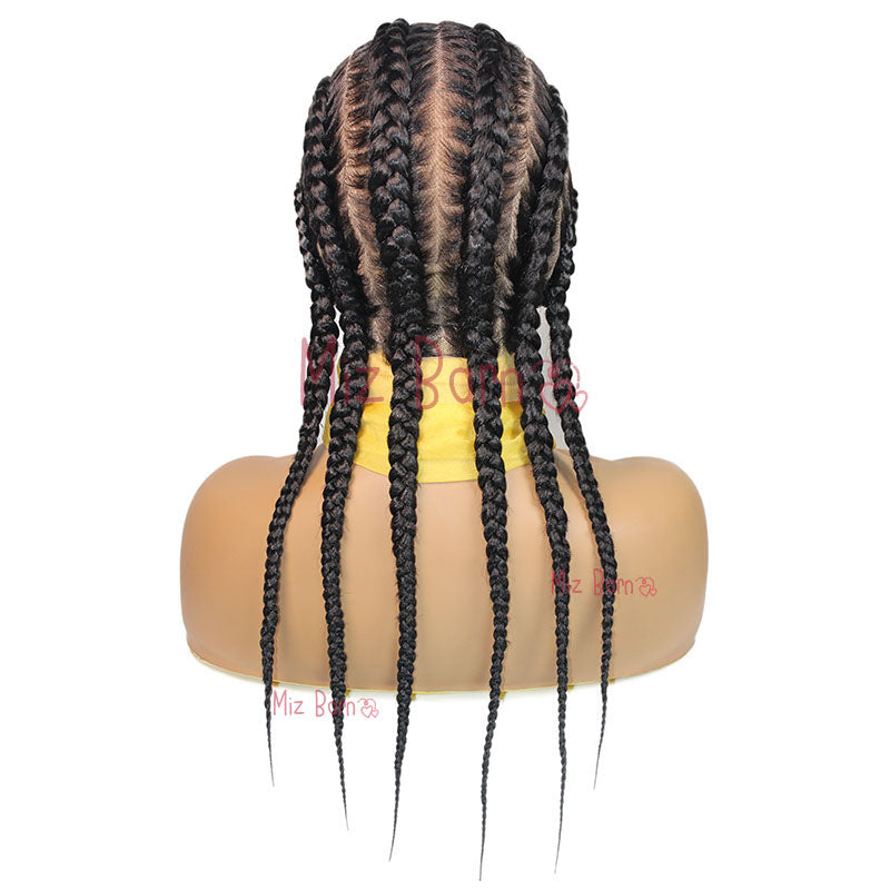 Short Cornrow Braided Wigs Full Lace Synthetic Knotless Box Braids Wig With Baby Hair Jumbo Braiding Hair Wigs For African Women