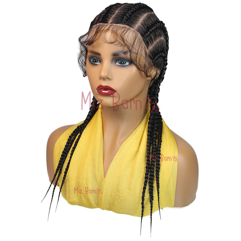Short Cornrow Braided Wigs Full Lace Synthetic Knotless Box Braids Wig With Baby Hair Jumbo Braiding Hair Wigs For African Women