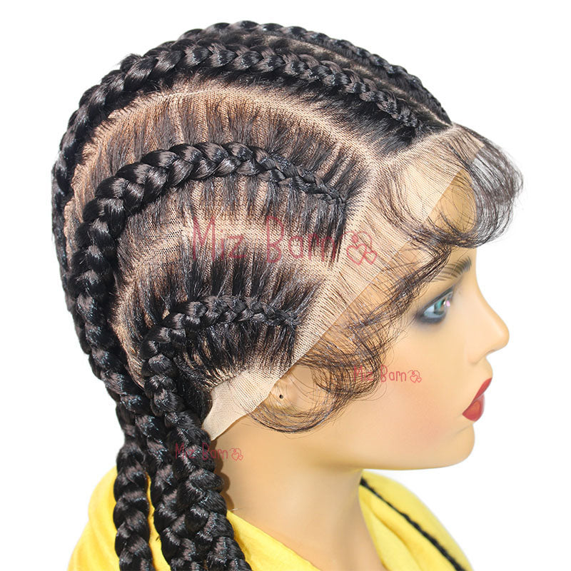Short Cornrow Braided Wigs Full Lace Synthetic Knotless Box Braids Wig With Baby Hair Jumbo Braiding Hair Wigs For African Women
