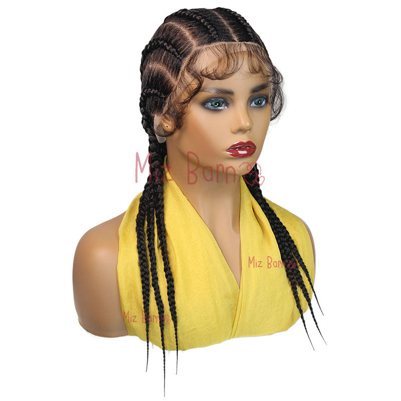 Short Cornrow Braided Wigs Full Lace Synthetic Knotless Box Braids Wig With Baby Hair Jumbo Braiding Hair Wigs For African Women