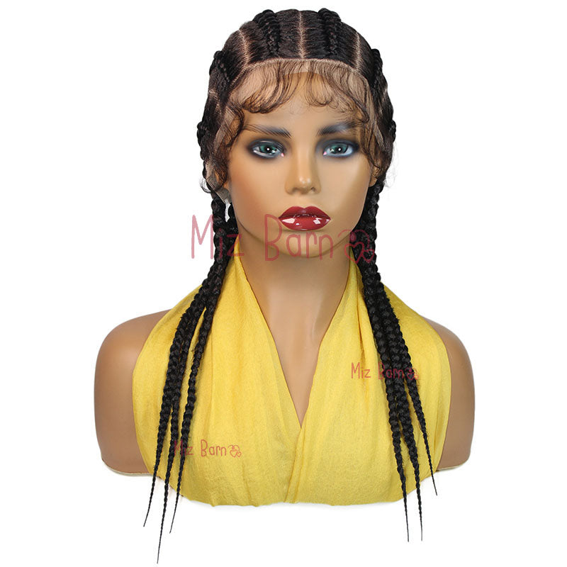 Short Cornrow Braided Wigs Full Lace Synthetic Knotless Box Braids Wig With Baby Hair Jumbo Braiding Hair Wigs For African Women