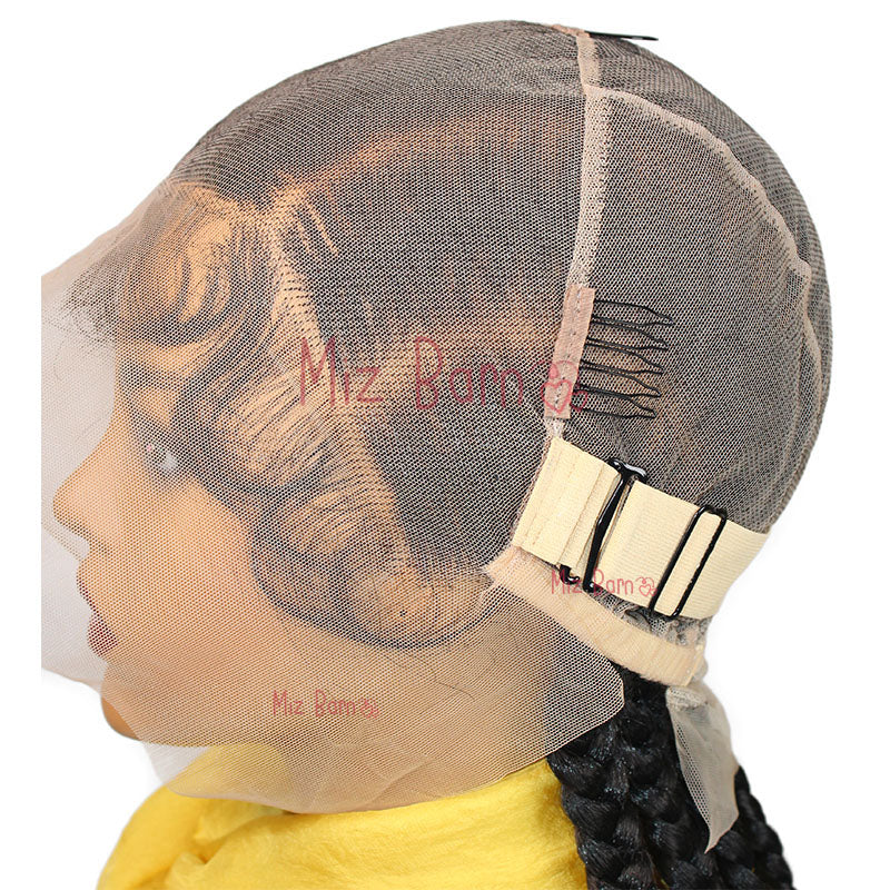 Short Cornrow Braided Wigs Full Lace Synthetic Knotless Box Braids Wig With Baby Hair Jumbo Braiding Hair Wigs For African Women