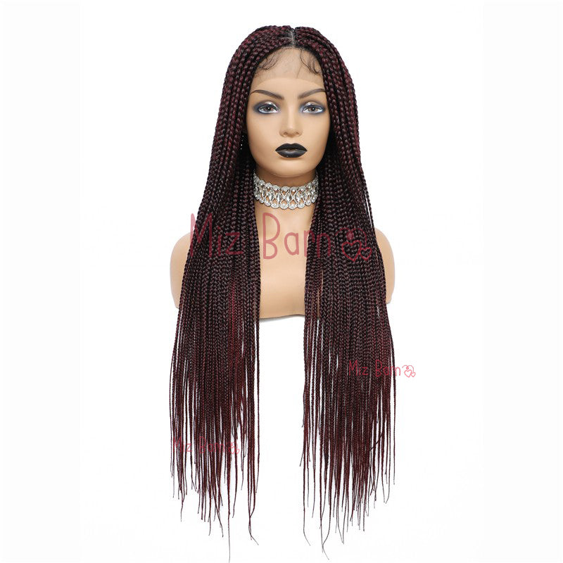 36" Braided Wigs Full Lace Box Braids Synthetic Wigs with Baby Hair (36 Inch, 1B)