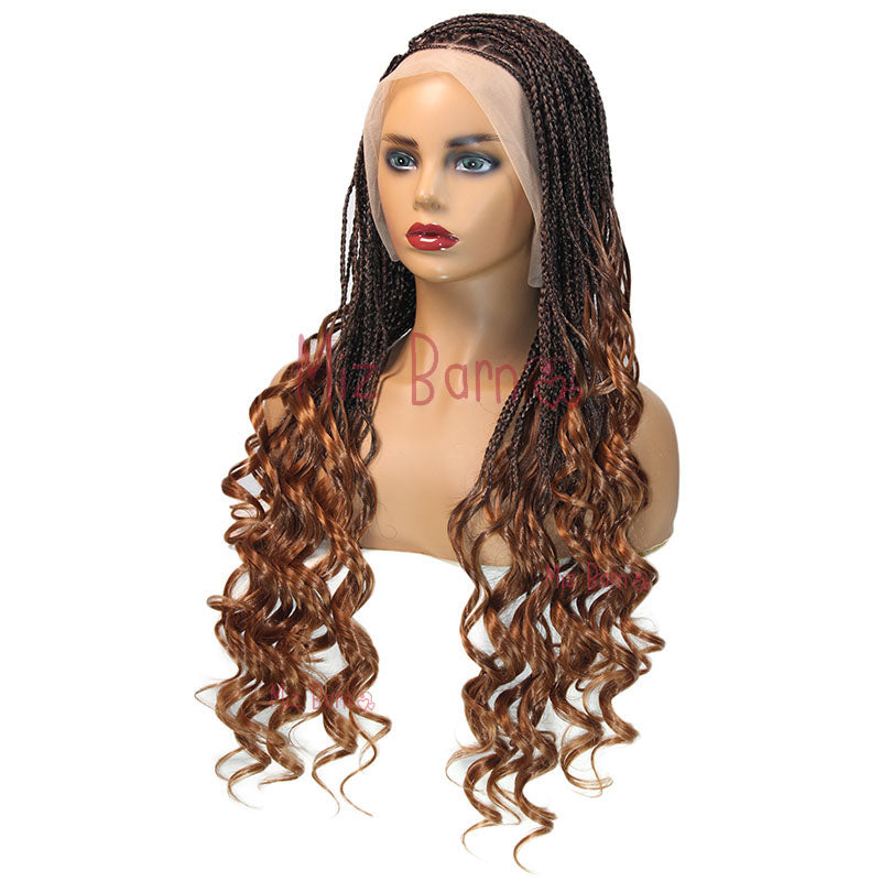 360 Full Lace Synthetic Wigs Knotless Curly Braids Lace Wig 28inch