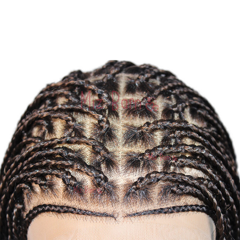 360 Full Lace Synthetic Wigs Knotless Curly Braids Lace Wig 28inch