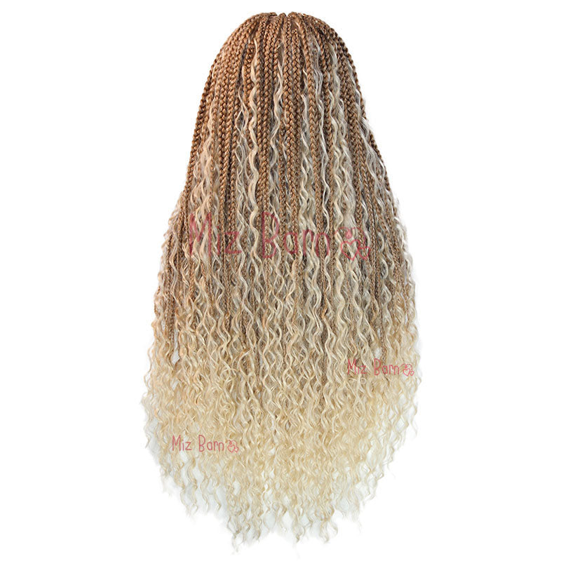 360 Full Lace Synthetic Wigs Knotless Curly Braids Lace Wig 28inch