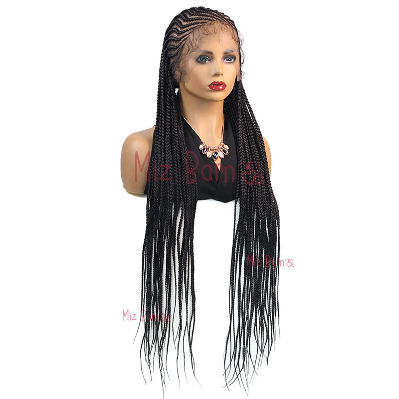 Synthetic Lace Front Wig Braided Wigs for Black Women 36Inch