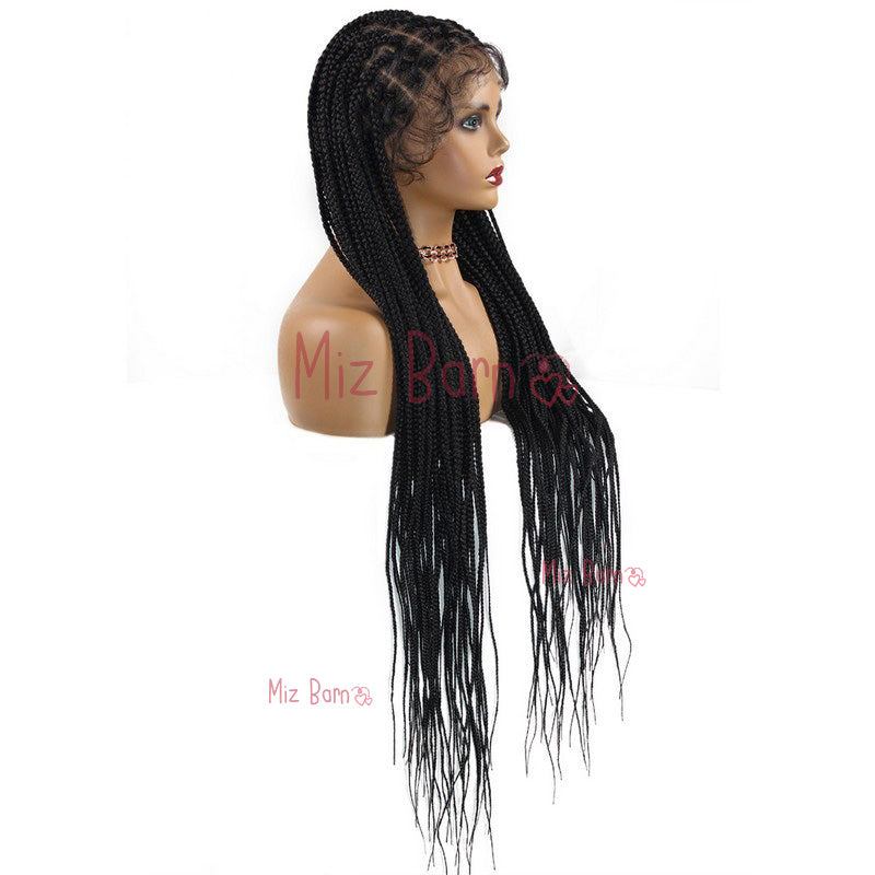 36 Inch Inch Full Criss Cross Braids Wig Knotless Box Braid ynthetic Lace Front Wigs