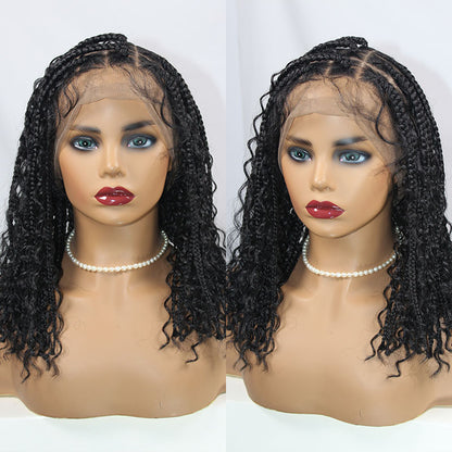 Short 12 Inch Bohemian Curly Braided Full Lace Front Wigs Synthetic Braided Wig