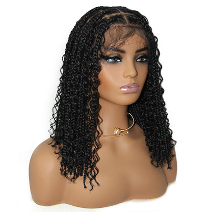 Short 12 Inch Bohemian Curly Braided Full Lace Front Wigs Synthetic Braided Wig