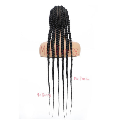 Jumbo Braided Wigs Double Full Lace Knotless Braids Wig with Baby Hair(36 Inch, T1B)