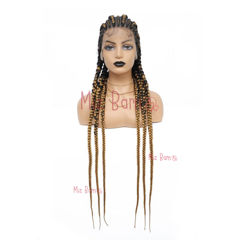 Jumbo Braided Wigs Double Full Lace Knotless Braids Wig with Baby Hair(36 Inch, T1B)