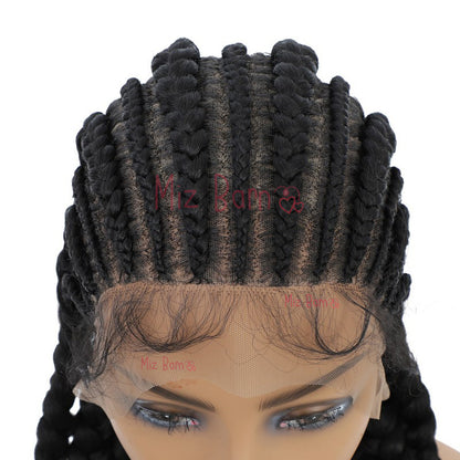 Jumbo Braided Wigs Double Full Lace Knotless Braids Wig with Baby Hair(36 Inch, T1B)