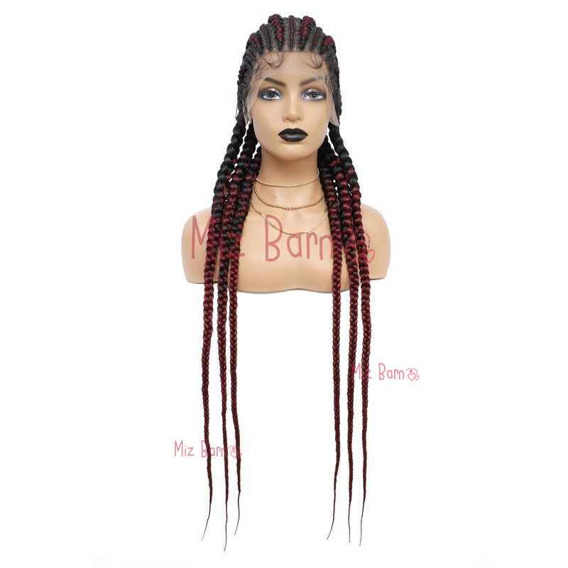 Jumbo Braided Wigs Double Full Lace Knotless Braids Wig with Baby Hair(36 Inch, T1B)