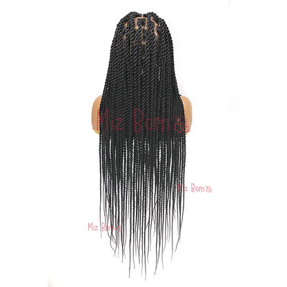 Senegalese Passion Twist Synthetic Braided Wigs Jumbo Box Braid Lace Frontal Wig