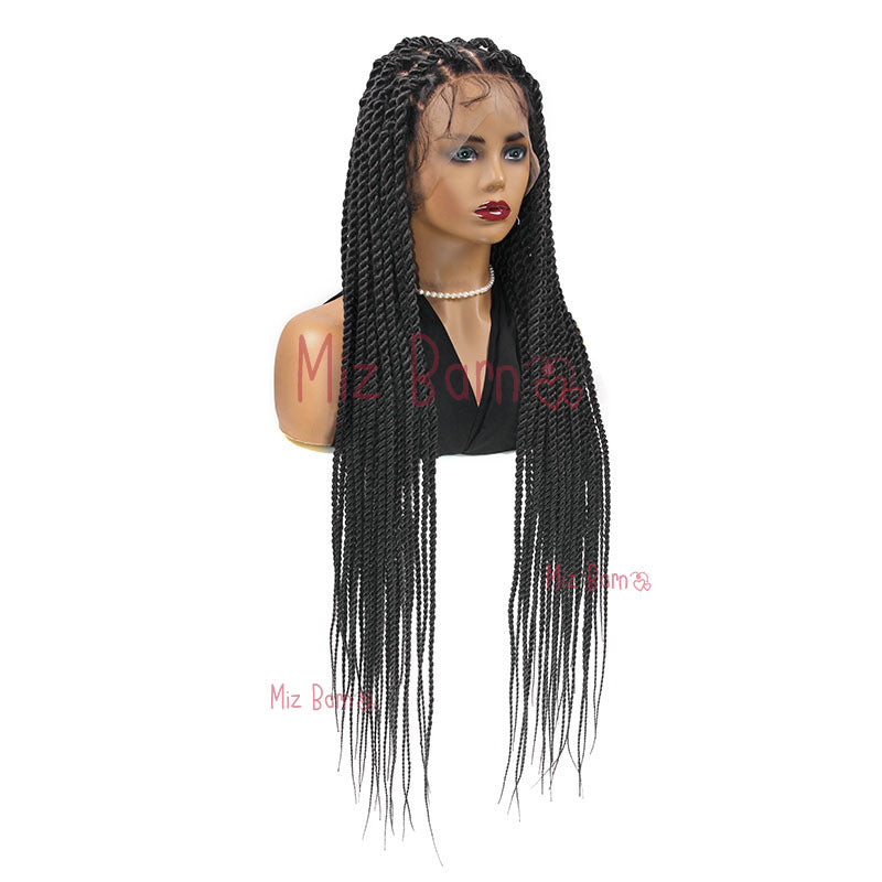 Senegalese Passion Twist Synthetic Braided Wigs Jumbo Box Braid Lace Frontal Wig