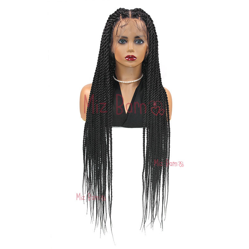 Senegalese Passion Twist Synthetic Braided Wigs Jumbo Box Braid Lace Frontal Wig