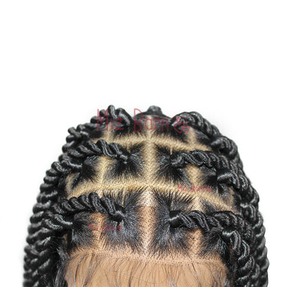 Senegalese Passion Twist Synthetic Braided Wigs Jumbo Box Braid Lace Frontal Wig