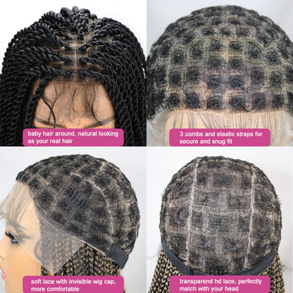 Twist Braided Wigs Box Braided For Black Women Synthetic Full Lace Frontal Wig