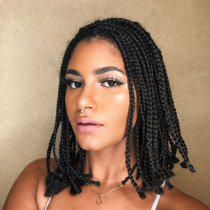 Synthetic Short Bob Braided Wigs Knotless Full Lace Frontal Wig Box Braided Wigs