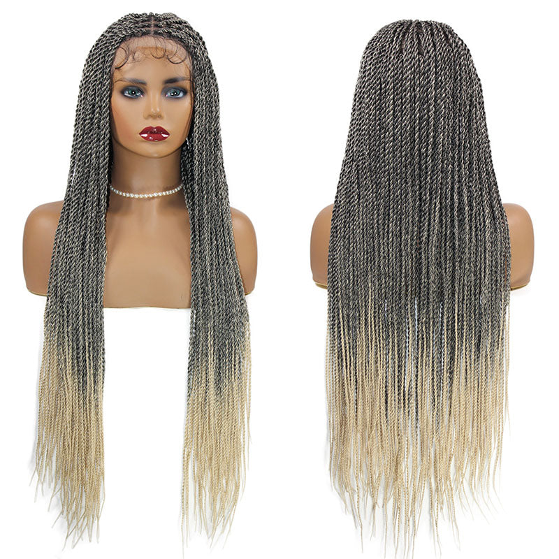 Twist Braided Wigs Box Braided For Black Women Synthetic Full Lace Frontal Wig