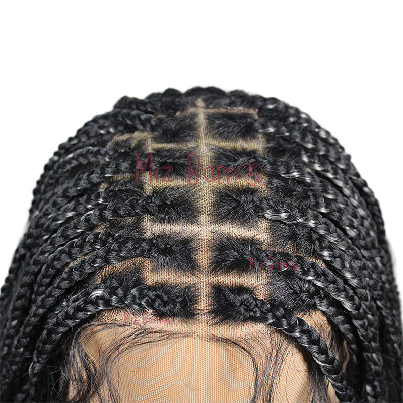 French Curly Braiding Wig Synthetic Cornrows Box Braided Wigs Full Lace Wig