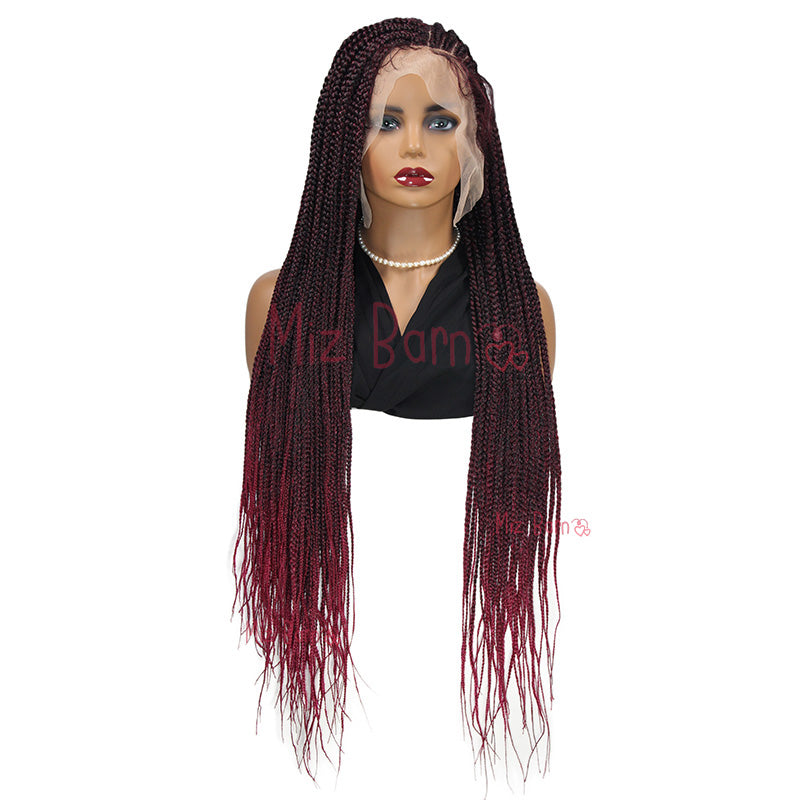 1B brug Braided Wigs for Black Women Synthetic Lace Front Wig