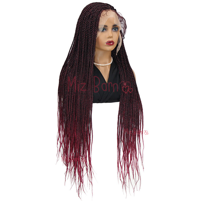 1B brug Braided Wigs for Black Women Synthetic Lace Front Wig