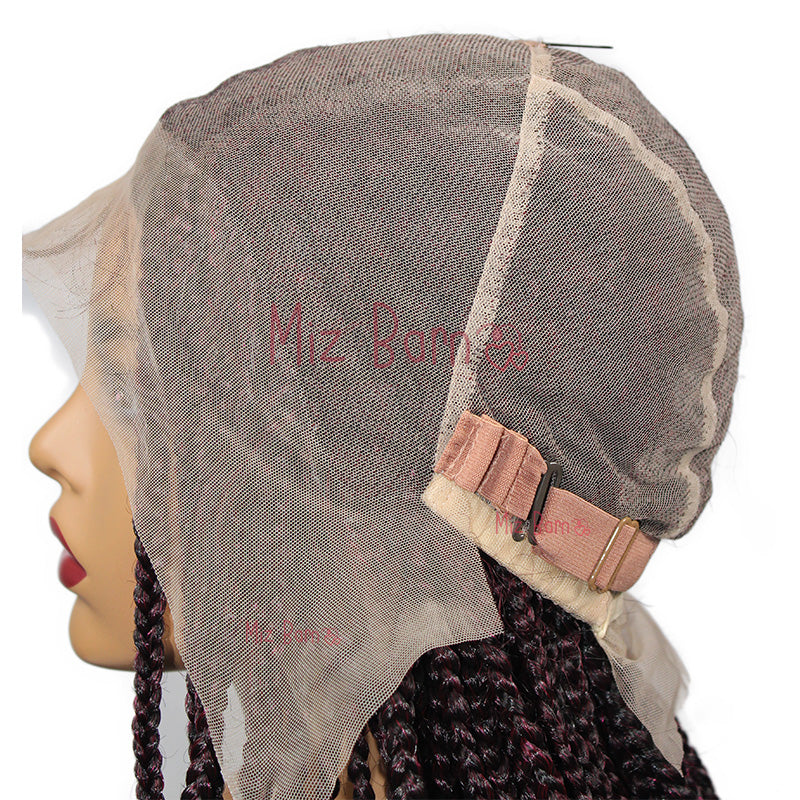 1B brug Braided Wigs for Black Women Synthetic Lace Front Wig