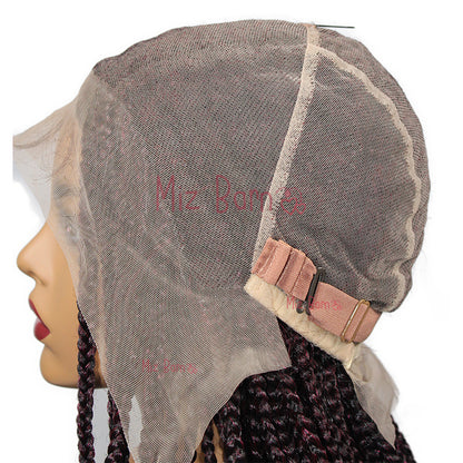 1B brug Braided Wigs for Black Women Synthetic Lace Front Wig