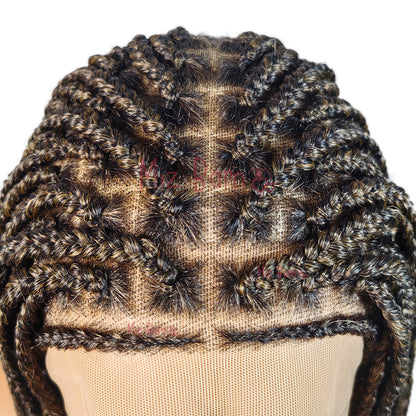 360 Full Lace Synthetic Wigs Knotless Curly Braids Lace Wig 32inch