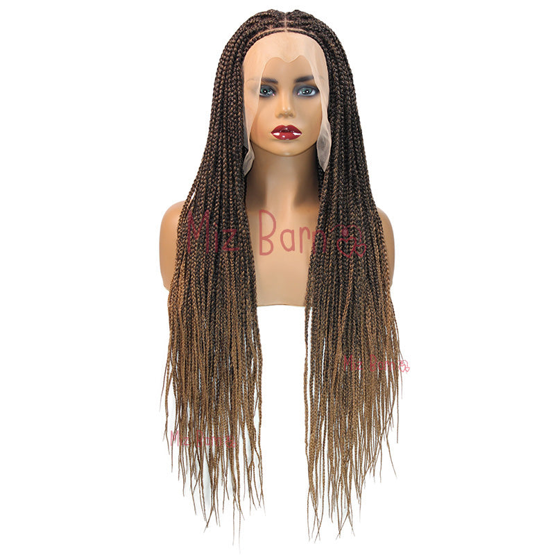 360 Full Lace Synthetic Wigs Knotless Curly Braids Lace Wig 32inch