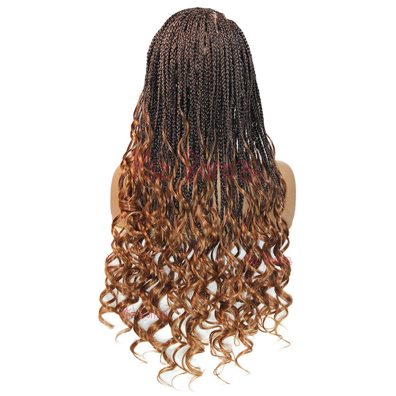 360 Full Lace Synthetic Wigs Knotless Curly Braids Lace Wig 28inch