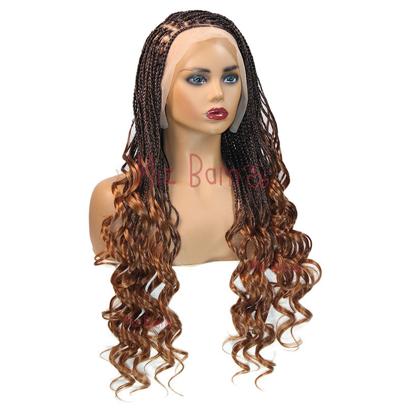 360 Full Lace Synthetic Wigs Knotless Curly Braids Lace Wig 28inch