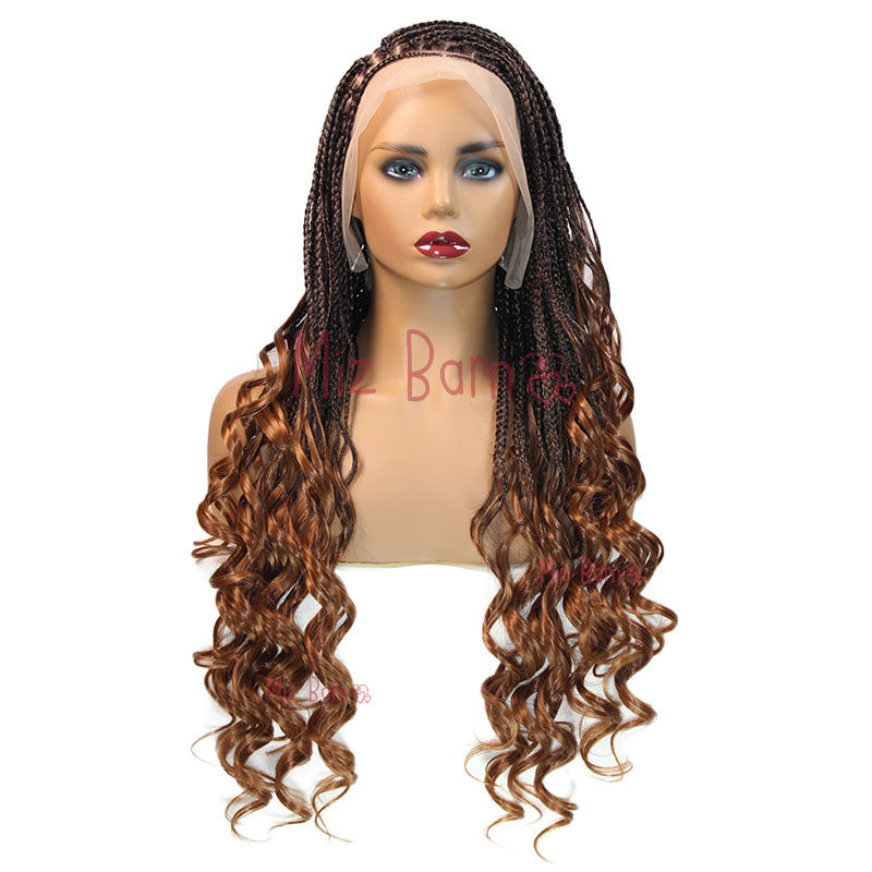 360 Full Lace Synthetic Wigs Knotless Curly Braids Lace Wig 28inch