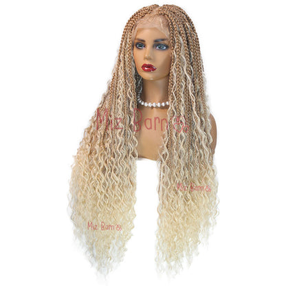 360 Full Lace Synthetic Wigs Knotless Curly Braids Lace Wig 28inch