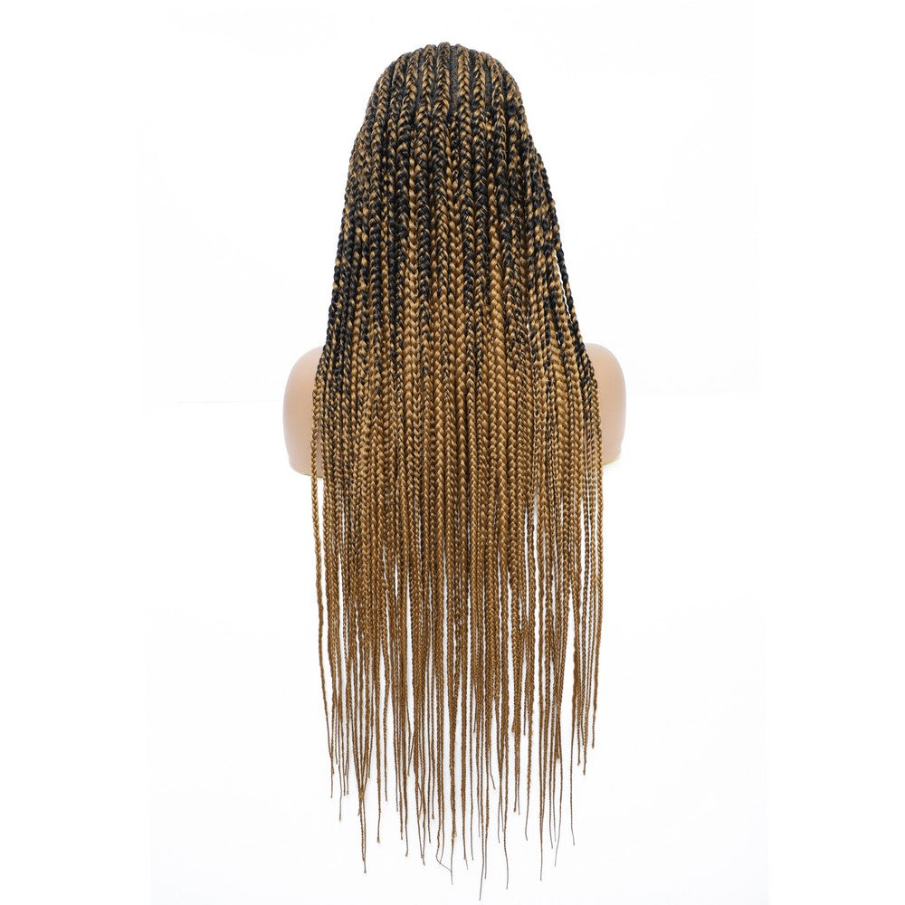 36" Braided Wigs Full Lace Hand-Made Knotless Box Braids Straight Synthetic Wigs with Baby Hair (36 Inch, T1B/27)
