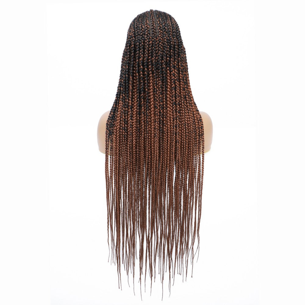 36" Braided Wigs Full Lace Hand-Made Knotless Box Braids Straight Synthetic Wigs with Baby Hair (36 Inch, T1B/30)