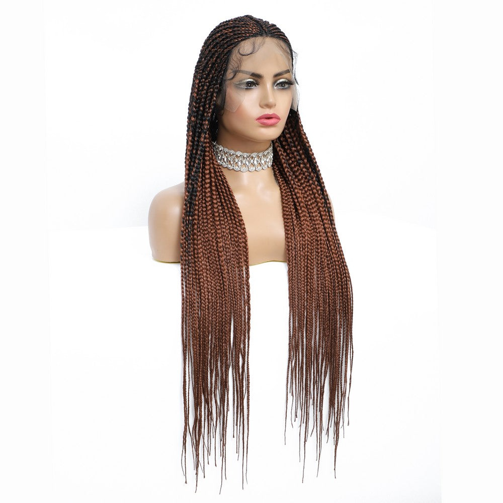 36" Braided Wigs Full Lace Hand-Made Knotless Box Braids Straight Synthetic Wigs with Baby Hair (36 Inch, T1B/30).