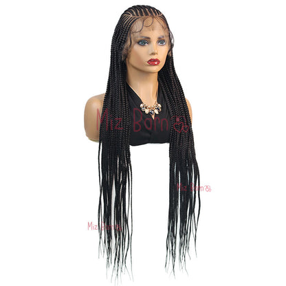 Synthetic Lace Front Wig Braided Wigs for Black Women 36Inch