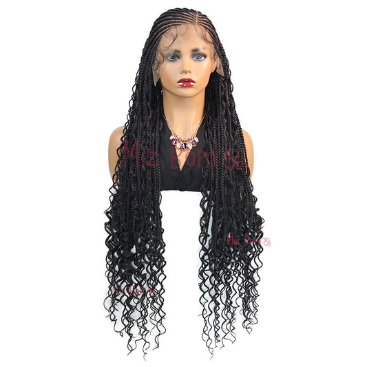 36" Braided Wigs for Black Women Synthetic Lace Front Wig