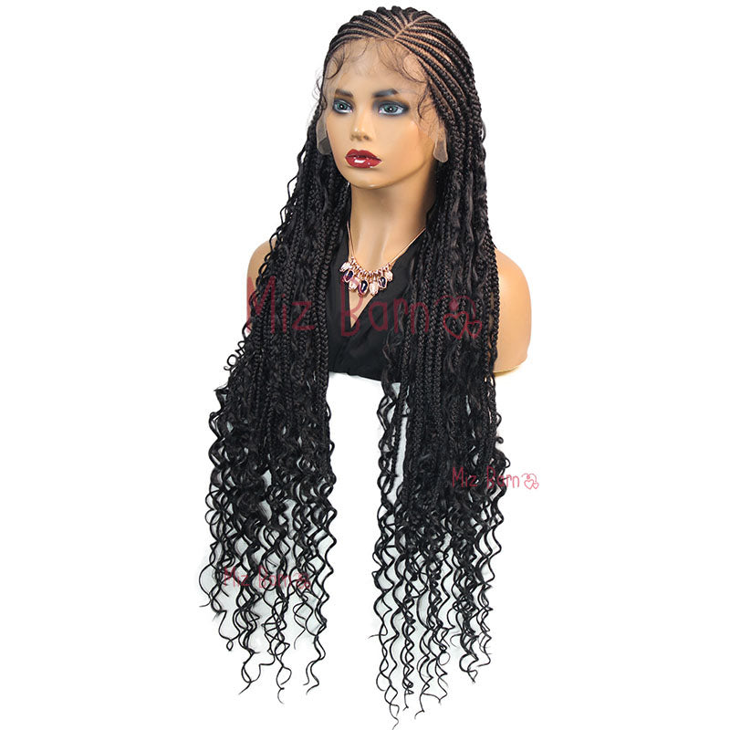 36" Braided Wigs for Black Women Synthetic Lace Front Wig