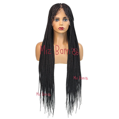 32” Braided Wigs for Black Women Synthetic Lace Front Wig With Bang