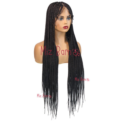 32” Braided Wigs for Black Women Synthetic Lace Front Wig With Bang