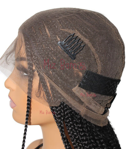 Synthetic Full Lace Front Wig Cornrow Double Braided Wigs For Black Women Box Side Part Braided Lace Wig